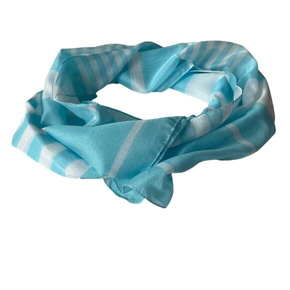Lightweight Summer Scarf Stripe Light Blue White Made in Italy EUC - Picture 1 of 8